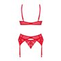Комплект Obsessive Ingridia 3-pcs set XL/2XL, червоний, бюстгальтер, стрінги, пояс SO9035 Obsessive (Польща) фото - Luxbikini