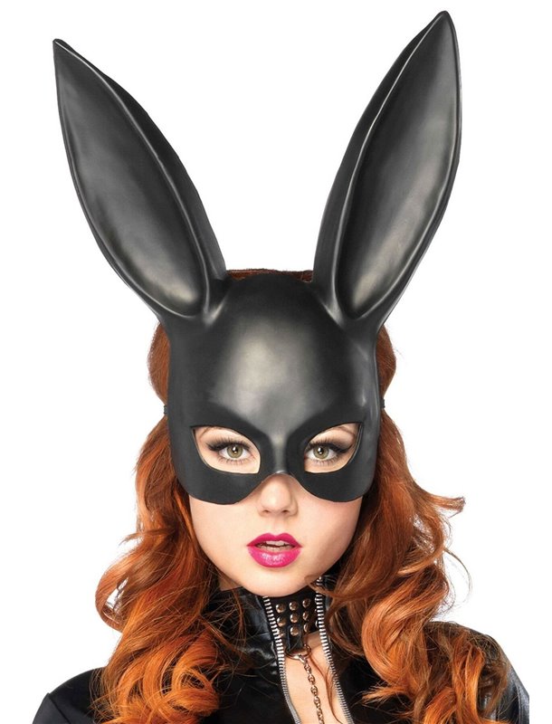 (SALE) Пластикова маска кролика Leg Avenue Masquerade Rabbit Mask, чорна, One Size, на резинці