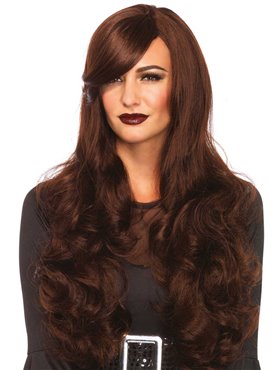 Хвиляста перука з косим чубчиком Leg Avenue Long Wavy Wig 68 см, коричнева