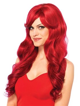 Хвиляста перука з косим чубчиком Leg Avenue Long Wavy Wig 68 см, червона