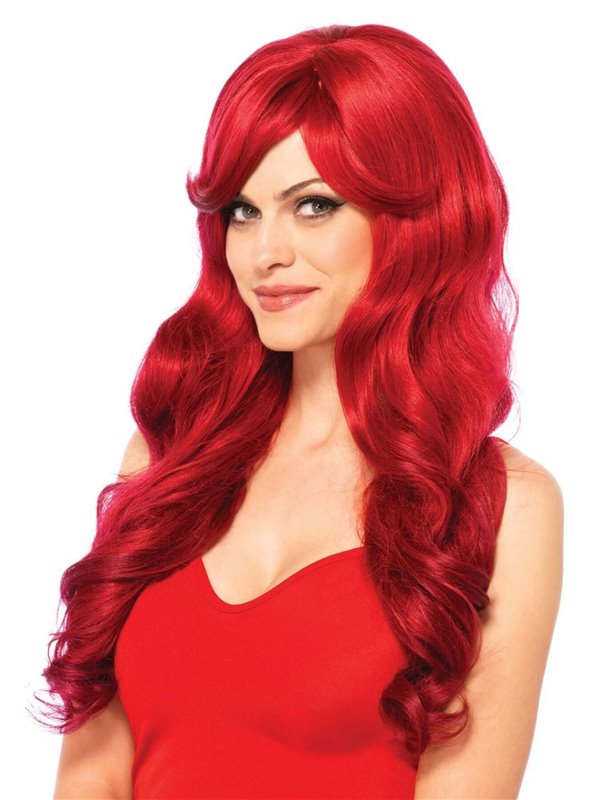 Хвиляста перука з косим чубчиком Leg Avenue Long Wavy Wig 68 см, червона
