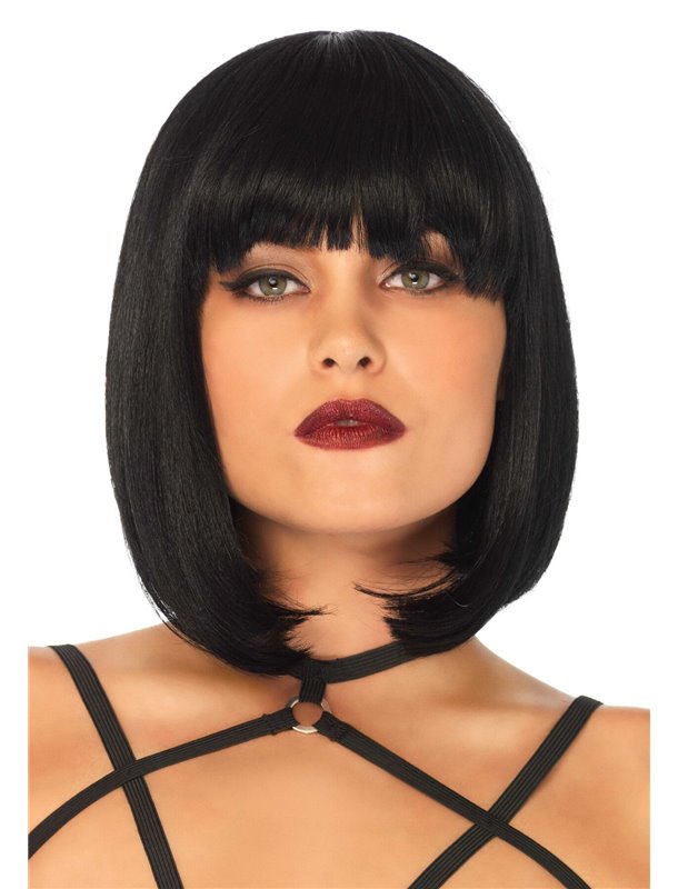 Коротка перука каре з чубчиком Leg Avenue Short natural bob wig, чорна