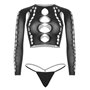 Комплект безшовної білизни Leg Avenue Long sleeve crop top & string Black, One Size, топ, стрінги SO9098 Leg Avenue (США) фот...
