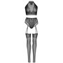 Еротичний комплект Leg Avenue Crop top and garter panty Black, топ, трусики з доступом, панчохи SO9156 Leg Avenue (США) фото ...