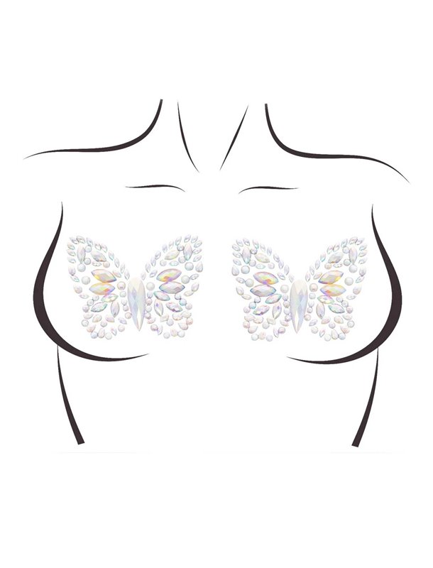 Пестис-метелики з кристалів Leg Avenue Chrysallis nipple sticker, наліпки, світяться у темряві