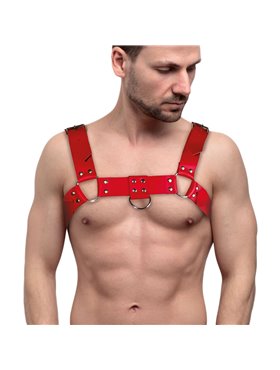 Чоловіча портупея на груди з натуральної шкіри Feral Feelings - Bulldog Harness Red