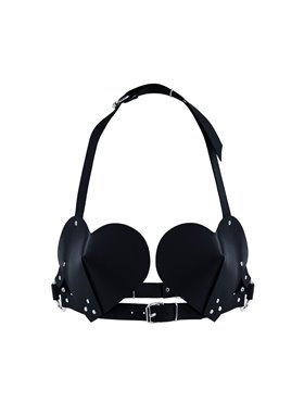 Ліф Серце з натуральної шкіри Feral Feelings - Hearts Bra Black