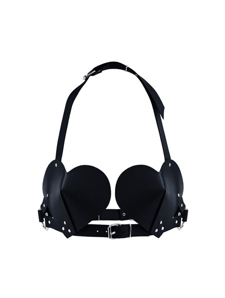 Ліф Серце з натуральної шкіри Feral Feelings - Hearts Bra Black