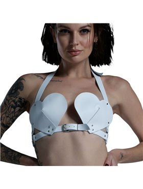 Ліф Серце з натуральної шкіри Feral Feelings - Hearts Bra White