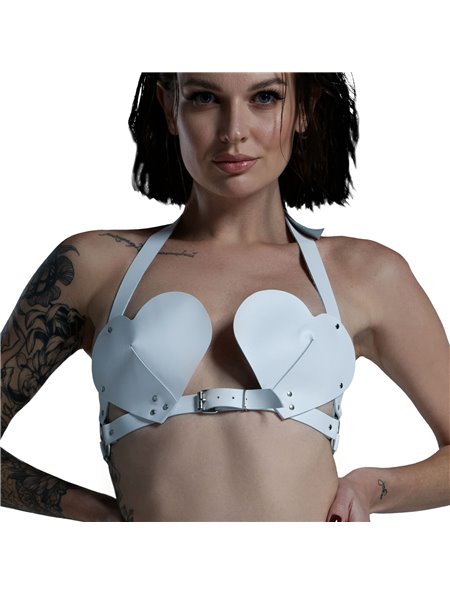 Ліф Серце з натуральної шкіри Feral Feelings - Hearts Bra White