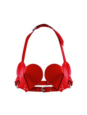 Ліф Серце з натуральної шкіри Feral Feelings - Hearts Bra Red