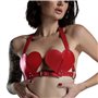 Ліф Серце з натуральної шкіри Feral Feelings - Hearts Bra Red