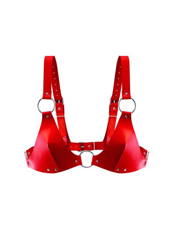 Ліф з натуральної шкіри Feral Feelings - Bikini Top Red