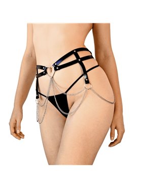 Шкіряний пояс декорований ланцюжками Art of Sex - Becky, розмір L-2XL, колір Чорний