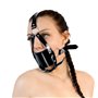 Кляп-маска з пластиковою кулею Art of Sex - Slave, Натуральна шкіра, колір Чорний