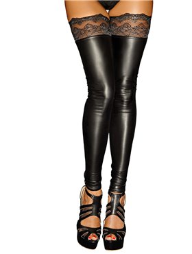 Панчохи з мокрим ефектом Noir Handmade F135 Powerwetlook stockings, 3XL, без мисків