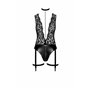 Боді Noir Handmade F297 Libido, XL, чорне, мереживо, низ під латекс, відкритий доступ, гартери