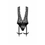 Боді Noir Handmade F297 Libido, XL, чорне, мереживо, низ під латекс, відкритий доступ, гартери