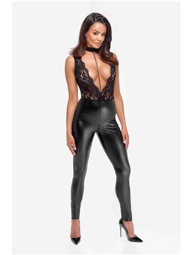 Комбінезон Noir Handmade F298 Libido, XL, під латекс, мереживний верх, чокер, знімне намисто, доступ