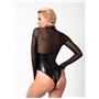 Боді Noir Handmade F321 Edge, XXL, низ під латекс, верх сітка, блискавка на все тіло, декор кільця
