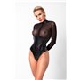 Боді Noir Handmade F321 Edge, 3XL, низ під латекс, верх сітка, блискавка на все тіло, декор кільця