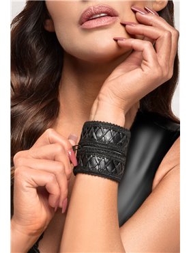 Жіночий гаманець-браслет Noir Handmade F326, black, під шкіру, рельєфний візерунок, кишеня на блискавці