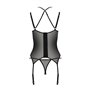 Корсет Passion DROSERA CORSET black, L/XL, з кріпленнями для панчіх, трусики в комплекті