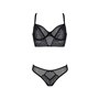 Комплект Passion DROSERA SET black, L/XL, сітка+мереживо, бюстьє та трусики танга