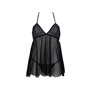 Пеньюар Passion KERRIA CHEMISE black, S/M, мереживний верх, трусики в комплекті
