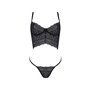 Комплект Passion KERRIA SET black, S/M, сітка+мереживо, бюстьє та стрінги