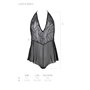 Боді Passion LEAFA BODY black, XXL/XXXL на зав'язках, м'яка чашка, низ у вигляді шортиків