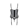 Корсет Passion LEAFA CORSET black, XXL/XXXL, м'які чашки, затискачі для панчіх, стрінги в комплекті