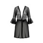 Пеньюар Passion LEAFA PEIGNOIR black, L/XL, довжина трохи вище коліна, широкі рукави, зав'язується на пояс