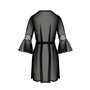 Пеньюар Passion LEAFA PEIGNOIR black, L/XL, довжина трохи вище коліна, широкі рукави, зав'язується на пояс