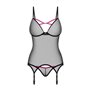 Корсет Obsessive Novenes corset & thong, XL/2XL, прозорий, відкрита спина, стрінги в комплекті SX0615 Obsessive (Польща) фото...