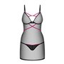 Пеньюар Obsessive Novenes chemise & thong, XL/2XL, обтислий, прозорий, зі стрепами, стрінги в компле SX0621 Obsessive (Польща...