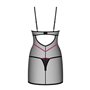 Пеньюар Obsessive Novenes chemise & thong, XL/2XL, обтислий, прозорий, зі стрепами, стрінги в компле SX0621 Obsessive (Польща...