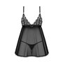 Сорочка бебі-дол Obsessive Blomentis babydoll & thong, XS/S, мереживний ліф, стрінги в комплекті SX1023 Obsessive (Польща) фо...