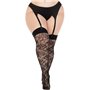 Панчохи Leg Avenue Wild rose net thigh highs, 1X/2X, чорні, широка резинка, малюнок-троянди SX1043 Leg Avenue (США) фото - Lu...