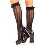 Гольфи ажурні Leg Avenue Sweetheart Ruffle Cuff Knee Highs, чорні, з рюшами, малюнок-сердечка SX1048 Leg Avenue (США) фото - ...