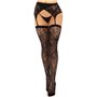 Комплект Leg Avenue Lace thigh highs & garterbelt, One Size, чорний, панчохи та пояс з пажами SX1059 Leg Avenue (США) фото - ...