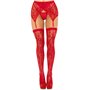 Комплект Leg Avenue Lace thigh highs & garterbelt, One Size, червоний, панчохи та пояс з пажами SX1060 Leg Avenue (США) фото ...