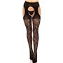 Стрип-колготки Leg Avenue Eyelet lace suspender hose, One Size, чорні, ажурні, з відкритим доступом SX1063 Leg Avenue (США) ф...