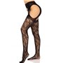 Стрип-колготки Leg Avenue Eyelet lace suspender hose, One Size, чорні, ажурні, з відкритим доступом SX1063 Leg Avenue (США) ф...