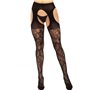 Стрип-колготки Leg Avenue Eyelet lace suspender hose, One Size, чорні, ажурні, з відкритим доступом SX1063 Leg Avenue (США) ф...