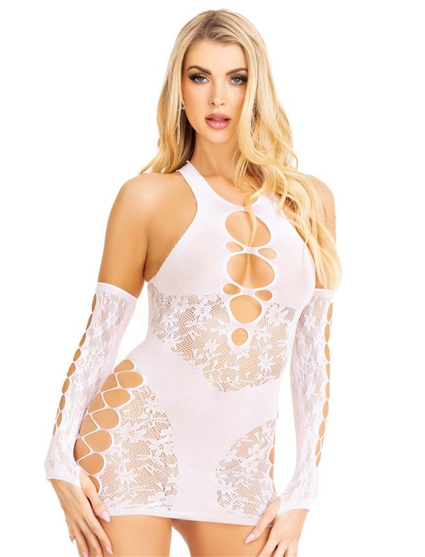 Мінісукня Leg Avenue Mini dress and matching gloves White One Size SX1068 Leg Avenue (США) фото - Luxbikini