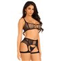 Комплект Leg Avenue Top and garter harness, One Size, чорний, сітчастий, топ + пояс з гартерами SX1073 Leg Avenue (США) фото ...