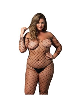Бодістокінг Leg Avenue Off the shoulder bodystocking Black Queen Size