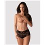 (SALE) Мереживні трусики-шортики Obsessive Idillia shorties black L/XL