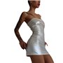 Мінісукня D&A, XS-S, white, nylon-lycra відкриті плечі з блискавкою на всю довжину